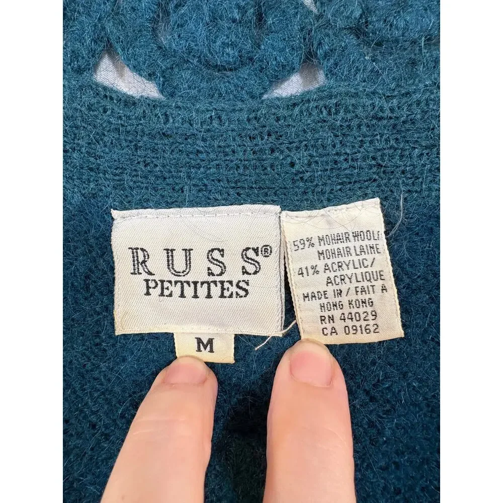Vintage 90s Mohair Wool Vest by Russ Petites Size Medium Petite
